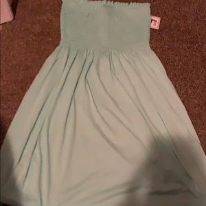 Mint colored strapless dress